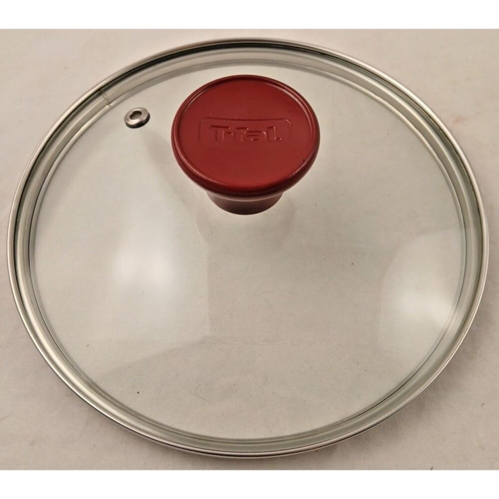 T-Fal Red Knob Glass Vented Replacement Lid Only-Inner Appx 6 3/4, Outer Appx 7